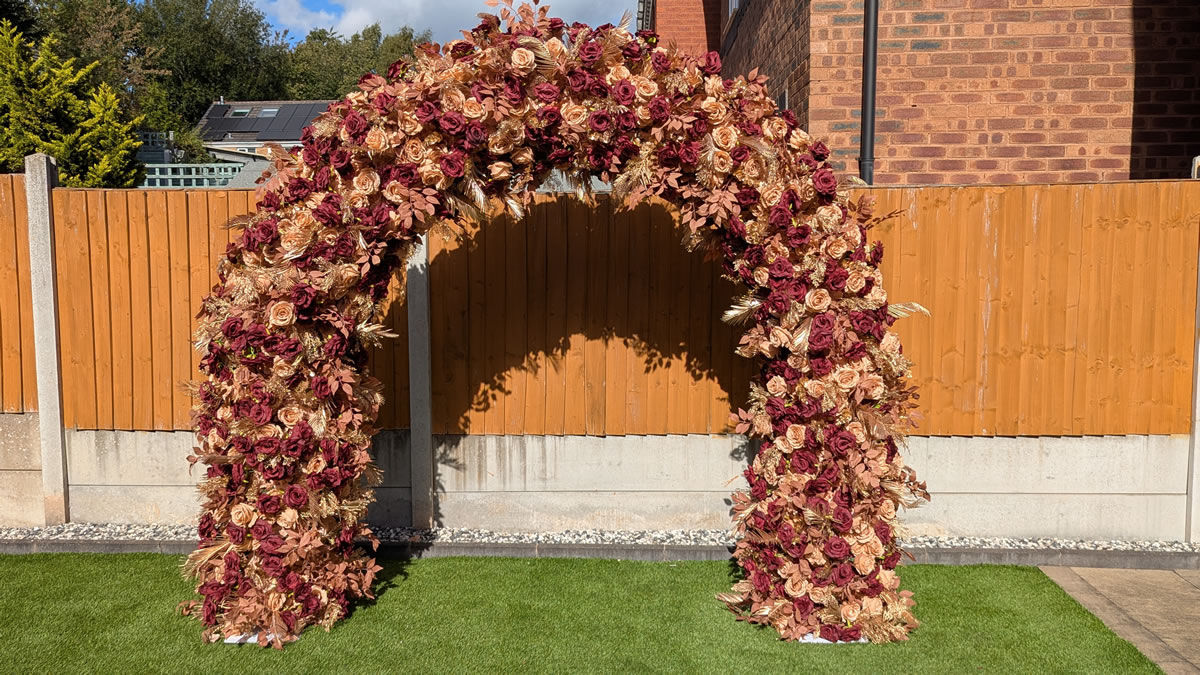 burgundy gold arch