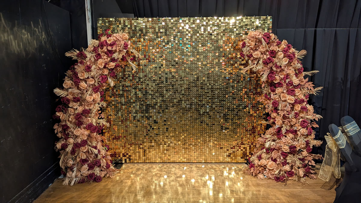 burgundy gold shimmer wall